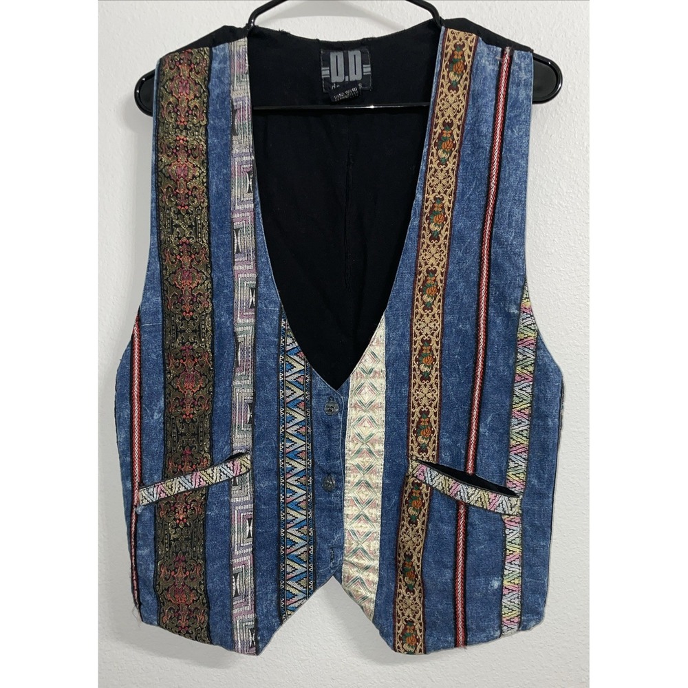 D.D. Designs Vest‎ Womens Vintage Size Medium Rose Tapestry Metallic  Retro